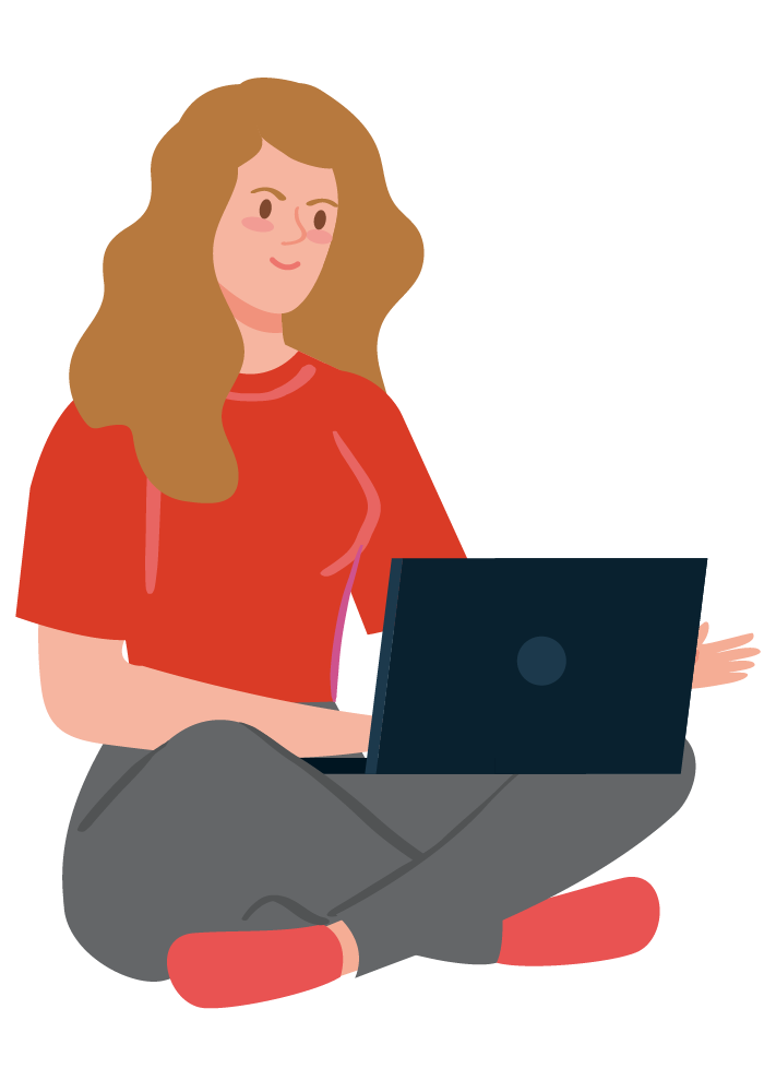 A girl working on a laptop