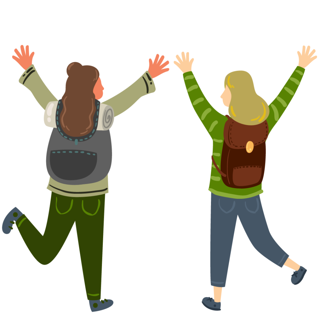 2 young girls travelling with backpacks